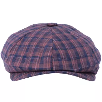 Bawełniany Kaszkiet męski Peaky Blinders krata bordowo granatowa K303E - 3