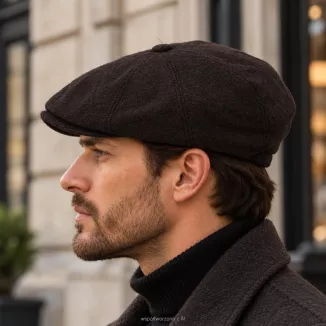 Kaszkiet Męski Szary Ocieplany z Wełną Gumka Peaky Blinders Retro K322A - 6