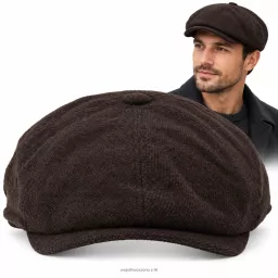 Kaszkiet Męski Szary Ocieplany z Wełną Gumka Peaky Blinders Retro K322A