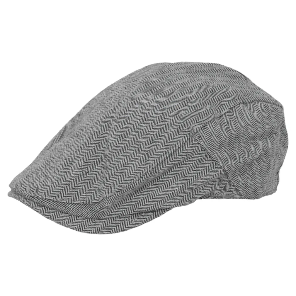 Polar Fashion Czarny Kaszkiet męski bawełniany-K155A czapka jodełka