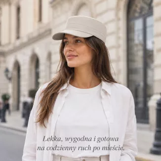 Czapka Patrolówka Polar Fashion Damska Męska z Daszkiem Beżowa Rzep K316B - 5