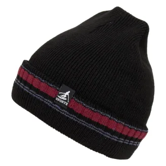 Czarno-czerwona czapka zimowa męska beanie z futerkiem W457D Polar Fashion - 2