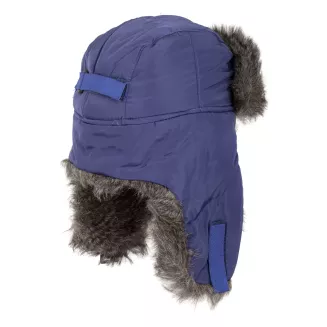 Czapka uszatka W232i niebiesko-szara zimowa dziecięca ciepła Pilotka - 3