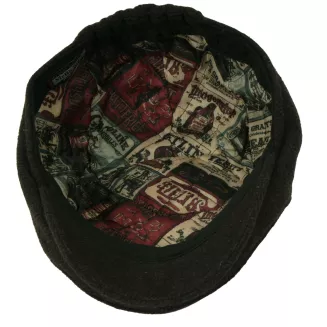 Kaszkiet Męski Brązowy Jodełka z Wełną Ocieplany Klasyczny Flat Cap K323D - 8