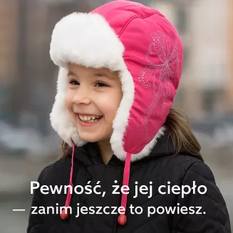 Różowa Ciepła dziecięca czapka uszatka Zimowa pilotka W146C - 4