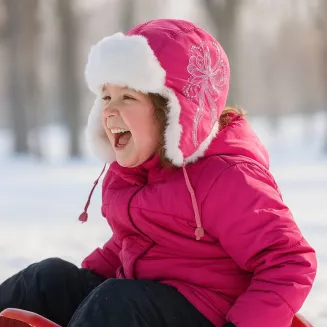 Różowa Ciepła dziecięca czapka uszatka Zimowa pilotka W146C - 5