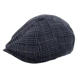 K214C Granatowa kratka Kaszkiet męski bawełniana czapka Peaky Blinders Shelby