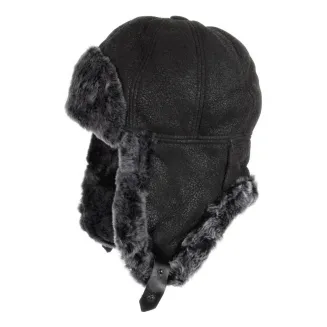 Pilotka zimowa skórzana uszatka futro naturalne unisex W484A Polar Fashion - 2