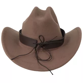 KAPELUSZ KOWBOJSKI TAUPE JASNY BRĄZ + OKULARY PILOTKI ZESTAW UNISEX R260F - 5