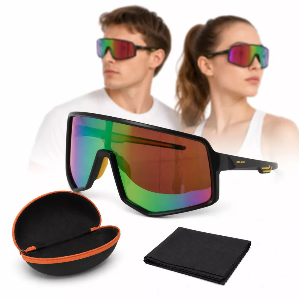 Okulary sportowe Solano S21006C polaryzacyjne lustrzanki czarno-żółte UV400
