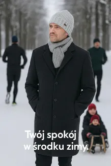 Unisex Szary Komplet Zestaw Czapka i Szal Idealny na Zimę W474A PolarFashion - 7