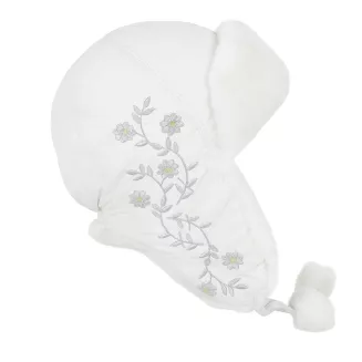 Ecru Ciepła zimowa czapka pilotka dla dziewczynki nieprzemakalna W147D - 2