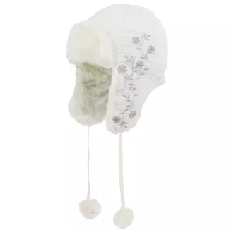 Ecru Ciepła zimowa czapka pilotka dla dziewczynki nieprzemakalna W147D - 4