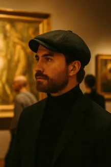 Ocieplany Kaszkiet Męski Peaky Blinders Jodełka Zielono-Granatowa K273D - 8