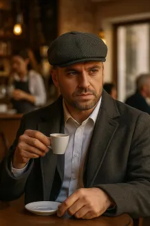 Ocieplany Kaszkiet Męski Peaky Blinders Jodełka Zielono-Granatowa K273D - 7