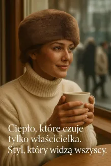 Toczek Damski Zimowy W507F Brązowy  Ciepło i Styl Polar Fashion - 4