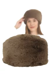 Toczek Damski Zimowy W507F Brązowy  Ciepło i Styl Polar Fashion