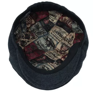 Kaszkiet Męski Granatowy Jodełka z Wełną Ocieplany Klasyczny Flat Cap K323B - 8