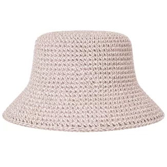 Kapelusz Słomkowy R257E Łososiowy Pastelowy Biały Szerokie Rondo Bucket - 5