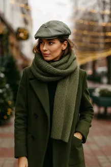 Skórzany kaszkiet Polar Fashion K233I – szczawiowy zielony unisex z pikowaną podszewką - 8