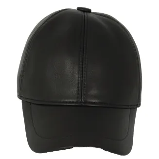 Czapka z daszkiem ocieplana bejsbolówka męska K248D czarna skórzana Polar Fashion - 4