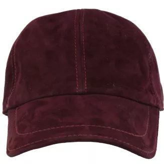 Skórzana Bejsbolówka Nubukowa Bordowa Ocieplona Unisex K296C Polar Fashion - 2