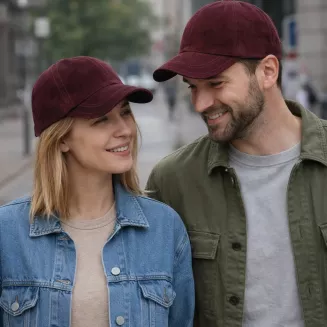 Skórzana Bejsbolówka Nubukowa Bordowa Ocieplona Unisex K296C Polar Fashion - 9