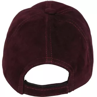 Skórzana Bejsbolówka Nubukowa Bordowa Ocieplona Unisex K296C Polar Fashion - 5