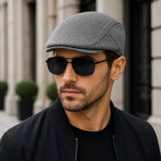 ZESTAW CZAPKA KASZKIET MĘSKI FLAT CAP SZARY + OKULARY POLARYZACYJNE K155AA - 3