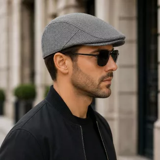 ZESTAW CZAPKA KASZKIET MĘSKI FLAT CAP SZARY + OKULARY POLARYZACYJNE K155AA - 4