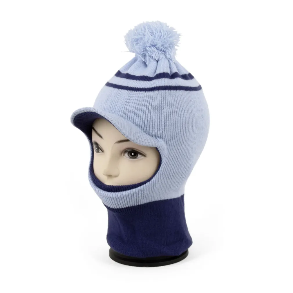 W217C Blue-Navy Hat Balaclava Winter Knitted Warm Children'S