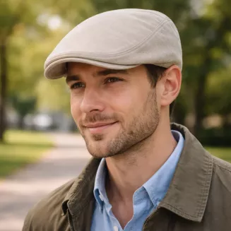 Kaszkiet męski beżowy bawełniany flat cap letni  K306D  57-59 cm - 5