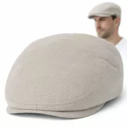 Kaszkiet męski beżowy bawełniany flat cap letni  K306D  57-59 cm