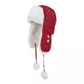 W149B Red Warm Eared Winter Hat For Girls With Ortalion - 2