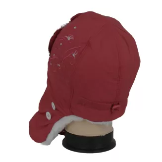 W149B Red Warm Eared Winter Hat For Girls With Ortalion - 5