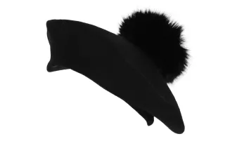 Czarny Beret Damski z Naturalnym Pomponem z Jenota W503H Polar Fashion - 2