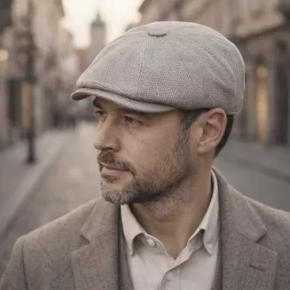 Kaszkiet męski Peaky Blinders beżowy bawełniany Polar Fashion K305A 57-61cm - 6