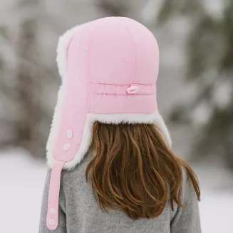 Dziewczęca czapka zimowa uszatka Jasnoróżowa ciepła futrzana W149E Polar Fashion - 4