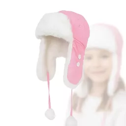 Dziewczęca czapka zimowa uszatka Jasnoróżowa ciepła futrzana W149E Polar Fashion