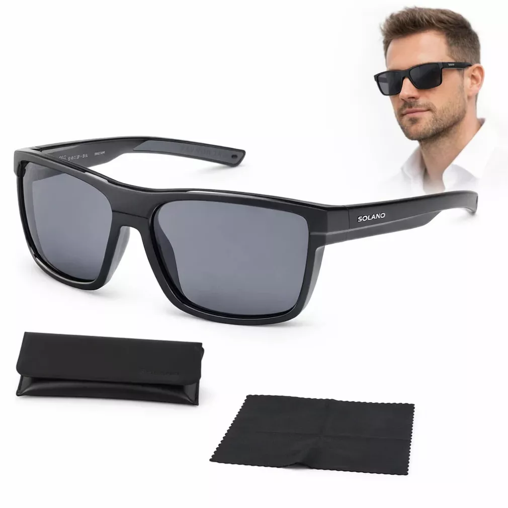 Okulary męskie Solano SS21104A polaryzacyjne czarne do jazdy auta UV400 PC