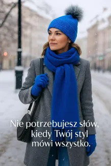 Damski Zimowy Komplet W454B Polar Fashion Czapka Szalik Rękawiczki Niebieski - 7
