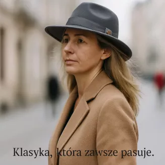 Kapelusz damski Fedora grafitowy R239B Polar Fashion – elegancki rozmiar 57 - 6