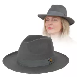 Kapelusz damski Fedora grafitowy R239B Polar Fashion – elegancki rozmiar 57