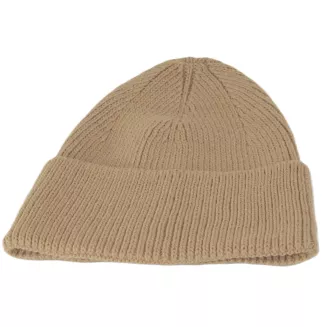 Ciepła Czapka damska beanie beżowa camel 100% wiskoza z wywinięciem  W535C - 6