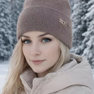 Czapka damska z angory Polar Fashion W527G cappuccino, ciepła, elegancka - 3