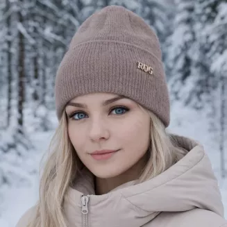 Czapka damska z angory Polar Fashion W527G cappuccino, ciepła, elegancka - 4