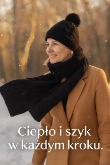 Zestaw Czarny Damski Komplet Zimowy W363DK – Czapka i Szal Polar Fashion - 6