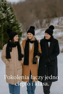 Zestaw Czarny Damski Komplet Zimowy W363DK – Czapka i Szal Polar Fashion - 5