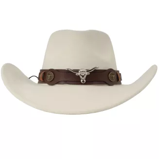 Polar Fashion kapelusz kowbojski Western z pilotkami unisex kremowa biel R259E - 5