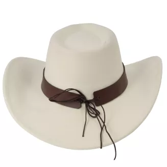 Polar Fashion kapelusz kowbojski Western z pilotkami unisex kremowa biel R259E - 7